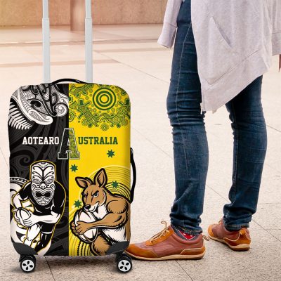 Aotearoa New Zealand and Australia Rugby Luggage Cover Maori Koru and Aboriginal Dot Art Cultural Heritage LT03