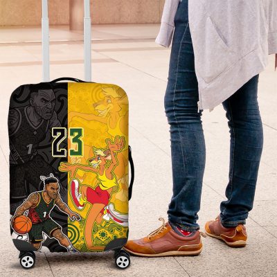 Aotearoa New Zealand And Australia Basketball Custom Luggage Cover Maori Tribal Tattoo And Aboriginal Dot Art Heritage LT03