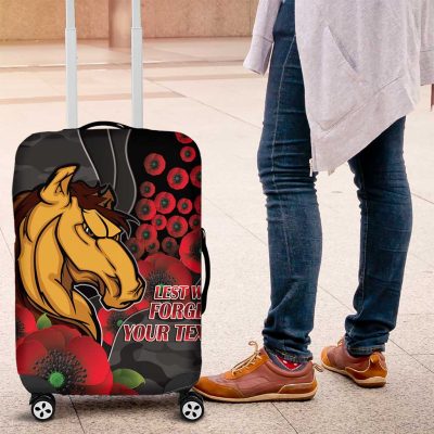 Brisbane Broncos ANZAC Personalised Luggage Cover Lest We Forget Poppy Camo LT9