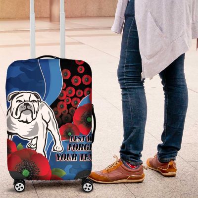Canterbury-Bankstown Bulldogs ANZAC Personalised Luggage Cover Lest We Forget Poppy Camo LT9