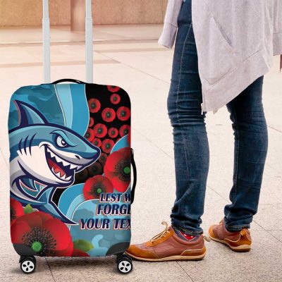 Cronulla-Sutherland Sharks ANZAC Personalised Luggage Cover Lest We Forget Poppy Camo LT9