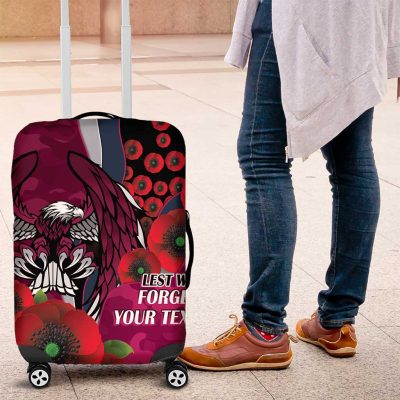 Manly Warringah Sea Eagles ANZAC Personalised Luggage Cover Lest We Forget Poppy Camo LT9