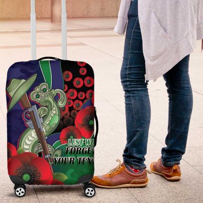 New Zealand Warriors ANZAC Personalised Luggage Cover Lest We Forget Poppy Camo LT9