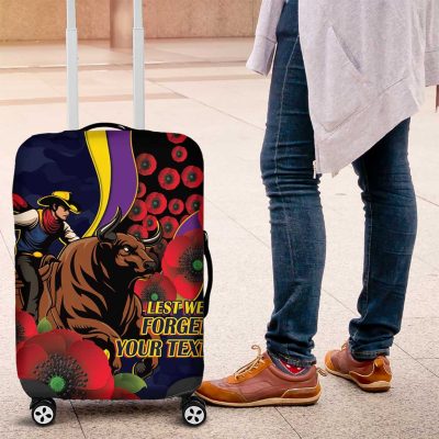 North Queensland Cowboys ANZAC Personalised Luggage Cover Lest We Forget Poppy Camo LT9