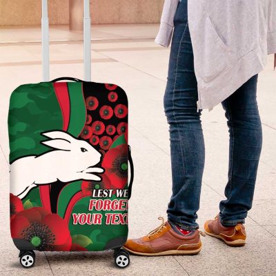 South Sydney Rabbitohs ANZAC Personalised Luggage Cover Lest We Forget Poppy Camo LT9