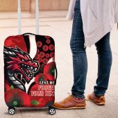 St George Illawarra Dragons ANZAC Personalised Luggage Cover Lest We Forget Poppy Camo LT9