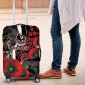 Collingwood Magpies ANZAC Personalised Luggage Cover Lest We Forget Poppy Camo LT9
