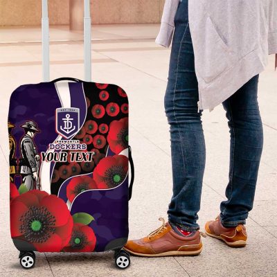 Fremantle Dockers ANZAC Personalised Luggage Cover Lest We Forget Poppy Camo LT9