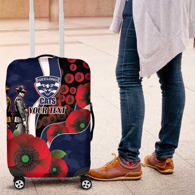 Geelong Cats ANZAC Personalised Luggage Cover Lest We Forget Poppy Camo LT9