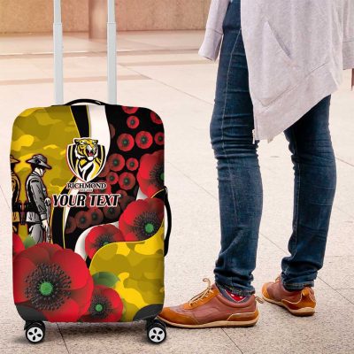 Richmond Tigers ANZAC Personalised Luggage Cover Lest We Forget Poppy Camo LT9