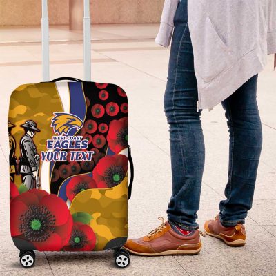 West Eagles ANZAC Personalised Luggage Cover Lest We Forget Poppy Camo LT9