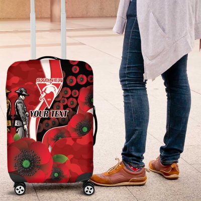 Sydney Swans ANZAC Personalised Luggage Cover Lest We Forget Poppy Camo LT9