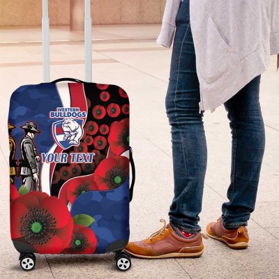 Western Bulldogs ANZAC Personalised Luggage Cover Lest We Forget Poppy Camo LT9