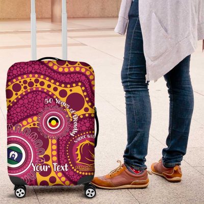 Broncos NAIDOC Week 2026 Personalised Luggage Cover 50 Years of Deadly Aboriginal Art LT14