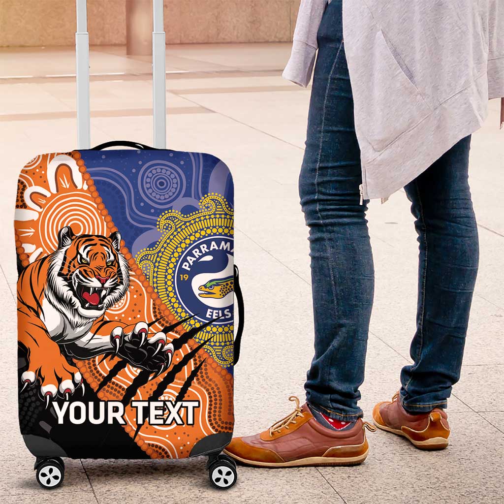 Personalised Tigers and Eels Rugby Luggage Cover Aboriginal Art LT14 Personalised Tigers and Eels Rugby Luggage Cover Aboriginal Art LT14