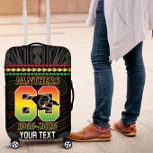 Penrith Panthers Rugby Custom Luggage Cover 60 Years Anniversary Black Polynesian Aboriginal Art LT14