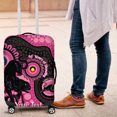 Panthers NAIDOC Week 2026 Personalised Luggage Cover 50 Years of Deadly Aboriginal Art Pink LT14