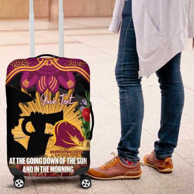 Personalised Brisbane Broncos Rugby ANZAC Day Luggage Cover Last Post Poppy We Will Remember Them LT14