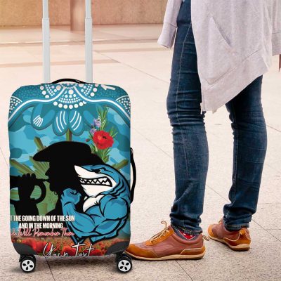 Personalised Sharks Rugby ANZAC Day Luggage Cover Last Post Poppy We Will Remember Them LT14
