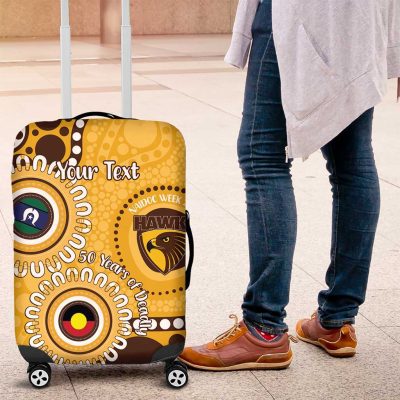 Hawthorn NAIDOC 2026 Personalised Luggage Cover 50 Years of Deadly Aboriginal Art LT14