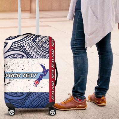 Personalised Cycling New Zealand Luggage Cover Aotearoa Map Fern Maori Pattern LT22