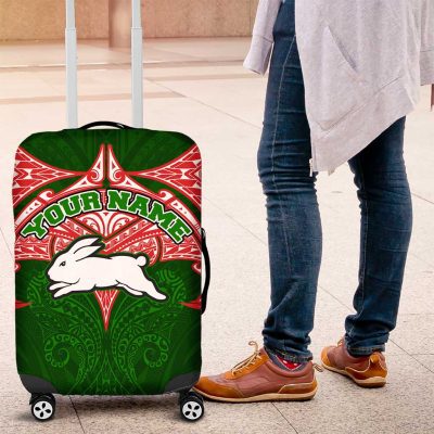 Personalized South Sydney Rabbitohs Luggage Cover Polynesian Tribal Pattern Style TS04