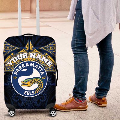 Personalized Parramatta Eels Luggage Cover Polynesian Tribal Pattern Style TS04
