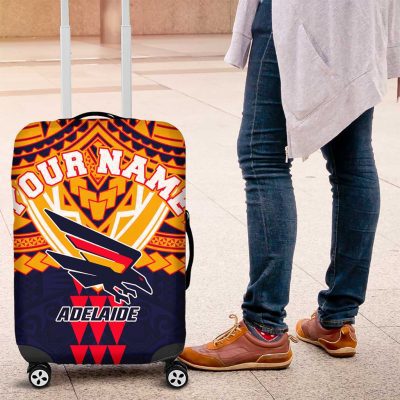 Personalized Adelaide Crows Luggage Cover Polynesian Tribal Pattern Heritage Football TS04