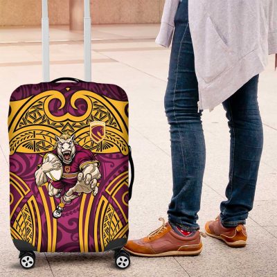 Brisbane Broncos Rugby Luggage Cover Polynesian Tribal Pattern Warrior Horse Maroon Gold Pattern TS04