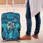 Cronulla Sutherland Sharks Rugby Luggage Cover Polynesian Tribal Shark Warrior Ocean Blue Pattern TS04
