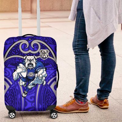 Canterbury Bankstown Bulldogs Rugby Luggage Cover Polynesian Tribal Bulldog Warrior Blue Pattern TS04