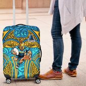 Gold Coast Titans Rugby Luggage Cover Polynesian Tribal Spartan Warrior Blue Gold Pattern TS04