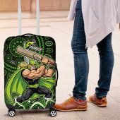 Sydney Thunder Cricket Mascot Luggage Cover Aboriginal Dot Art Green And Black Tribal Pattern TS04