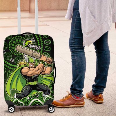 Sydney Thunder Cricket Mascot Luggage Cover Aboriginal Dot Art Green And Black Tribal Pattern TS04