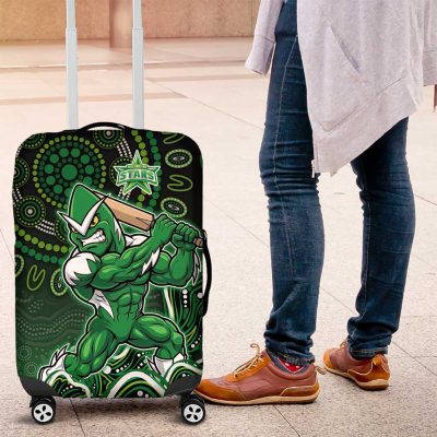 Melbourne Stars Cricket Mascot Luggage Cover Aboriginal Dot Art Green And Black Tribal Pattern TS04
