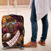 Brisbane Broncos Rugby Luggage Cover Tribal Polynesian Power Art - Lightning Mascot TS04