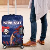 Personalised Newcastle Knights Rugby Luggage Cover Newy Warrior Mascot - Sporty Splash Art Style TS04