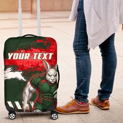 Personalised South Sydney Rabbitohs Rugby Luggage Cover Rabbits Mascot - Sporty Splash Art Style TS04
