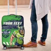 Personalised Canberra Raiders Rugby Luggage Cover Viking Green Machine Mascot - Sporty Splash Art Style TS04