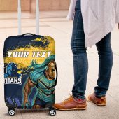 Personalised Gold Coast Titans Rugby Luggage Cover Titans Mascot - Sporty Splash Art Style TS04