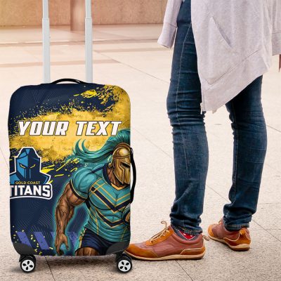 Personalised Gold Coast Titans Rugby Luggage Cover Titans Mascot - Sporty Splash Art Style TS04