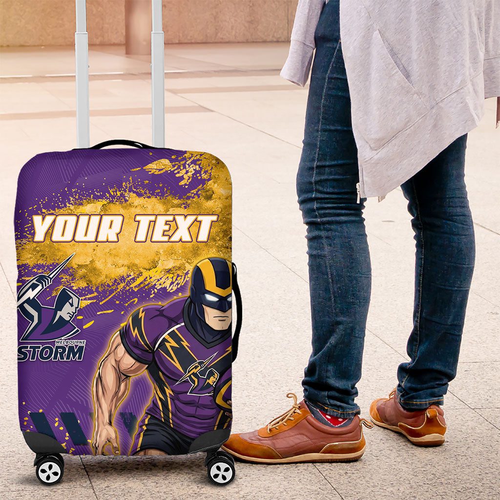 Personalised Melbourne Storm Rugby Luggage Cover Superhero Purple Storm Mascot - Sporty Splash Art Style TS04 Personalised Melbourne Storm Rugby Luggage Cover Superhero Purple Storm Mascot - Sporty Splash Art Style TS04