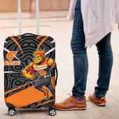 Greater Western Sydney Giants Australian Football Luggage Cover Athletic Hero Mascot With Indigenous Pattern Art TS04