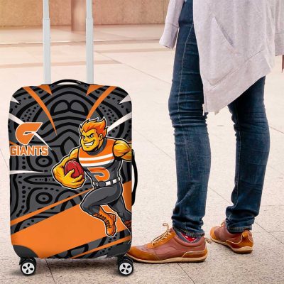 Greater Western Sydney Giants Australian Football Luggage Cover Athletic Hero Mascot With Indigenous Pattern Art TS04