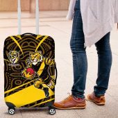 Richmond Tigers Australian Football Luggage Cover Powerful Tiger Mascot With Indigenous Pattern Art TS04
