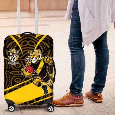 Richmond Tigers Australian Football Luggage Cover Powerful Tiger Mascot With Indigenous Pattern Art TS04