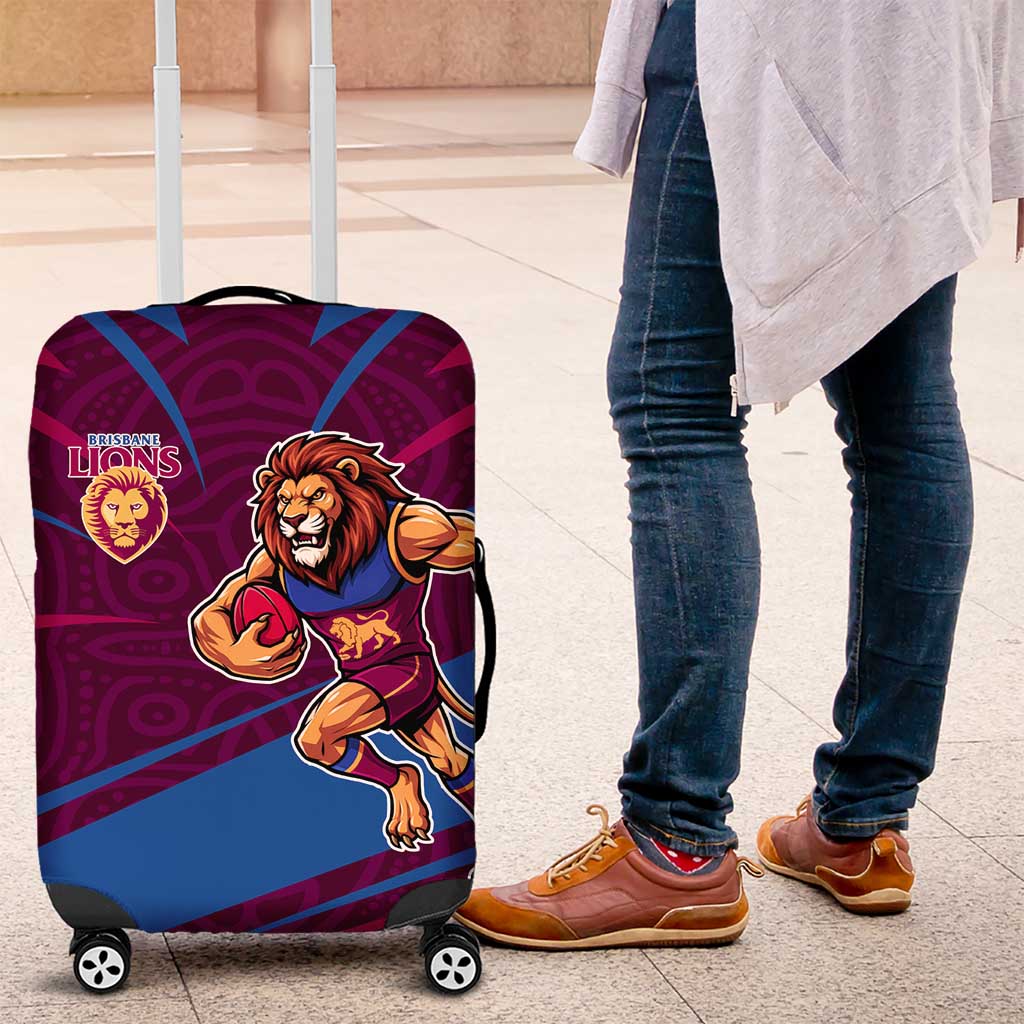 Brisbane Lions Australian Football Luggage Cover Regal Lion Mascot With Indigenous Pattern Art TS04 Brisbane Lions Australian Football Luggage Cover Regal Lion Mascot With Indigenous Pattern Art TS04