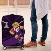 Fremantle Dockers Australian Football Luggage Cover Athletic Hero Mascot With Indigenous Pattern Art TS04