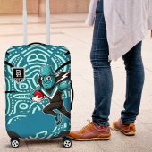 Port Adelaide Australian Football Luggage Cover Power Hero Mascot With Indigenous Pattern Art TS04