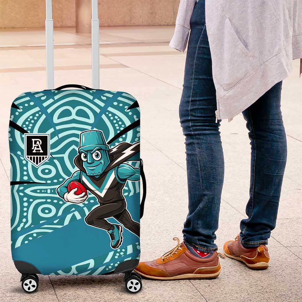 Port Adelaide Australian Football Luggage Cover Power Hero Mascot With Indigenous Pattern Art TS04 Port Adelaide Australian Football Luggage Cover Power Hero Mascot With Indigenous Pattern Art TS04